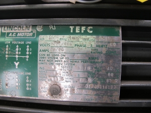 MOTOR, ELECTRIC TYPE, 15 HORSEPOWER, 240/480VAC ELEC RATING, 1750 RPM, 254T FRAME, 40/20 AMPS, TEFC ENCLOSURE, 1.15 SERVICE FACTOR. F INSULATION CLASS, PART # KM171 (W-44) LOADING & HANDLING FEE $15-